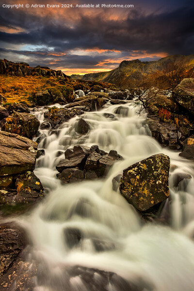 Snowdonia Rapids Sunset Picture Board by Adrian Evans