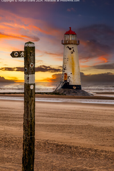 Talacre Lighthouse Sunset Picture Board by Adrian Evans