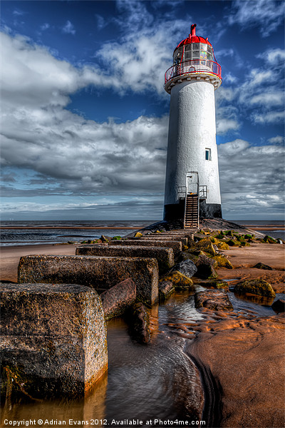 Lighthouse at Talacre Beach  Picture Board by Adrian Evans