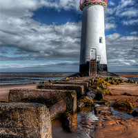 Buy canvas prints of Lighthouse at Talacre Beach  by Adrian Evans