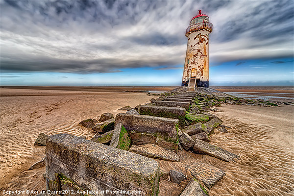 Crooked Lighthouse Talacre Beach Picture Board by Adrian Evans