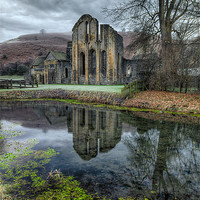 Buy canvas prints of Abbey Reflection Llangollen by Adrian Evans