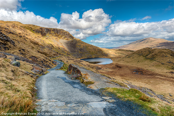 Lake Teyrn Path Snowdon Picture Board by Adrian Evans