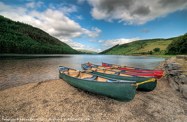 Geirionydd Lake Canoe Wales Picture Board by Adrian Evans