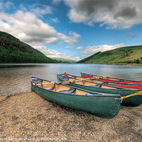 Buy canvas prints of Geirionydd Lake Canoe Wales by Adrian Evans