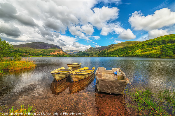 Boats at Nantlle Lake Wales Picture Board by Adrian Evans