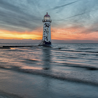 Buy canvas prints of Talacre Welsh Lighthouse Sunset by Adrian Evans