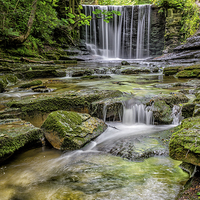 Buy canvas prints of Nant Mill Waterfall Wrexham by Adrian Evans