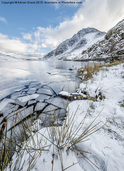 Frozen Ogwen Lake Snowdonia  Picture Board by Adrian Evans