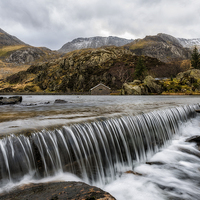 Buy canvas prints of Weir At Ogwen Lake Snowdonia by Adrian Evans