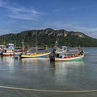 Buy canvas prints of Fishing Harbour Thailand by Adrian Evans