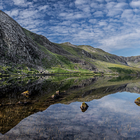Buy canvas prints of Tryfan and Lake Ogwen by Adrian Evans