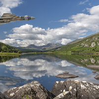 Buy canvas prints of Vulcan Over Mymbyr Lake Snowdonia by Adrian Evans