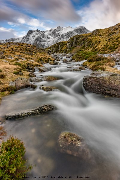 Cwm Idwal Stream Picture Board by Adrian Evans