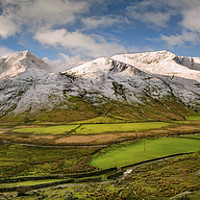 Buy canvas prints of Nant Ffrancon Pass Winter Panorama by Adrian Evans