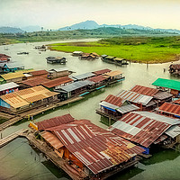 Buy canvas prints of Thai Floating Village by Adrian Evans