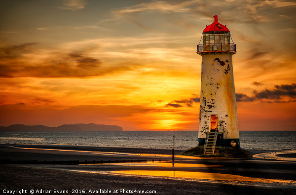 Sunset At Talacre Lighthouse Picture Board by Adrian Evans