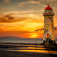Buy canvas prints of Sunset At Talacre Lighthouse by Adrian Evans