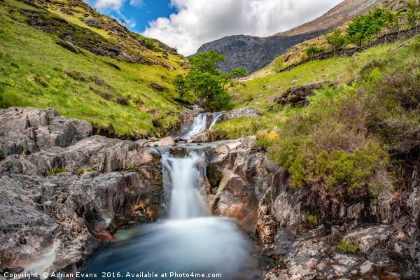 Cascading Waterfall Gwynant snowdonia Picture Board by Adrian Evans