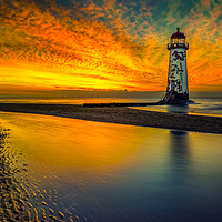 Buy canvas prints of Evening Delight Talacre Lighthouse by Adrian Evans