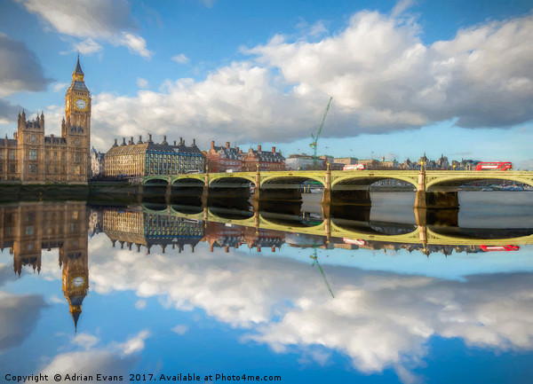 Westminster Bridge London Picture Board by Adrian Evans