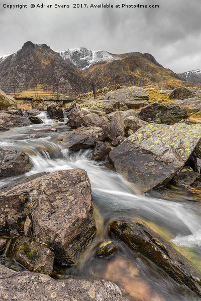Cwm Idwal Rapids Snowdonia Picture Board by Adrian Evans