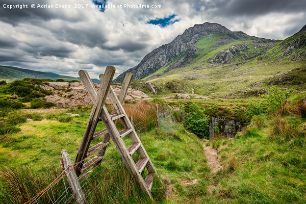 Ladder Stile To Tryfan Mountain Picture Board by Adrian Evans