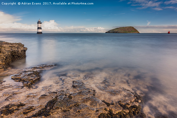 Puffin Island Lighthouse Anglesey Picture Board by Adrian Evans