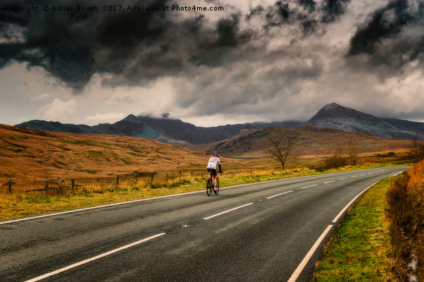 Cyclist Snowdonia Winter  Picture Board by Adrian Evans