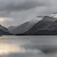 Buy canvas prints of Winter at Padarn Lake Snowdonia by Adrian Evans