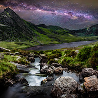 Buy canvas prints of Tryfan Mountain by Starlight by Adrian Evans
