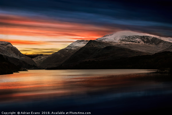 Lake Sunset Snowdonia Picture Board by Adrian Evans