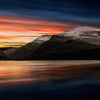 Buy canvas prints of Lake Sunset Snowdonia by Adrian Evans