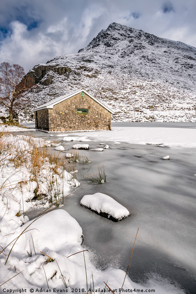 Frozen Ogwen Lake Snowdonia Picture Board by Adrian Evans