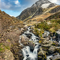 Buy canvas prints of Tryfan and Ogwen Falls by Adrian Evans