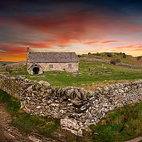 Buy canvas prints of St Celynnin Church Sunset by Adrian Evans