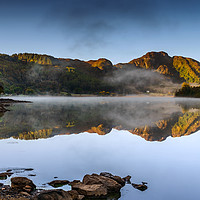 Buy canvas prints of Autumn Mist Crafnant Lake by Adrian Evans