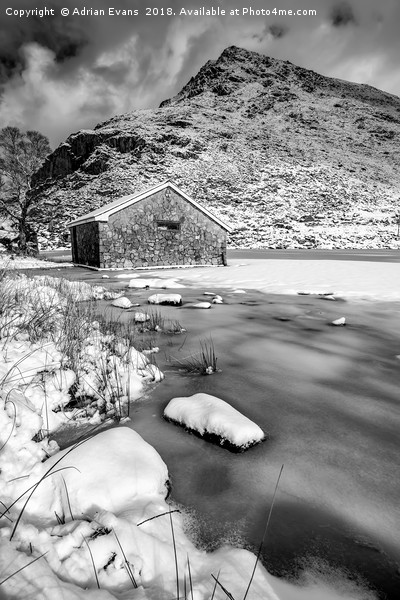Frrozen Lake Snowdonia  Picture Board by Adrian Evans