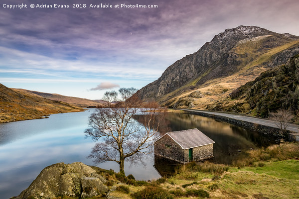 Lake and Moon Snowdonia  Picture Board by Adrian Evans