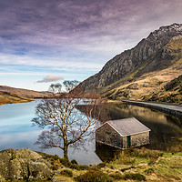 Buy canvas prints of Lake and Moon Snowdonia  by Adrian Evans