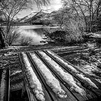 Buy canvas prints of Lake Padarn Bench Llanberis by Adrian Evans
