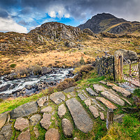 Buy canvas prints of Entrance Gate Cwm Idwal Snowdonia by Adrian Evans