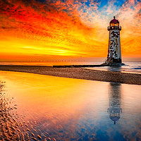 Buy canvas prints of Talacre Welsh Lighthouse Sunset by Adrian Evans