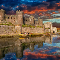 Buy canvas prints of Conwy Castle Sunset by Adrian Evans