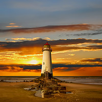 Buy canvas prints of Point of Ayr Lighthouse Sunset by Adrian Evans