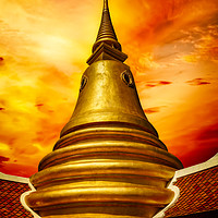 Buy canvas prints of Thai Temple Sunset by Adrian Evans
