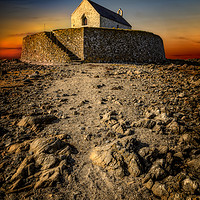 Buy canvas prints of St Cwyfan Church Sunset by Adrian Evans
