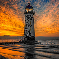 Buy canvas prints of Talacre Beach Lighthouse Sunset by Adrian Evans