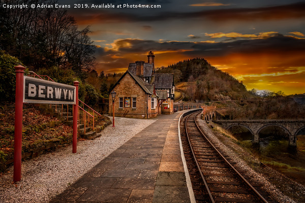 Berwyn railway Station Sunset Picture Board by Adrian Evans