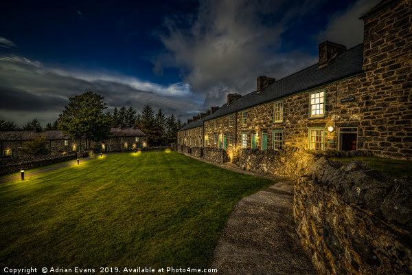 Welsh Cottages Twilight Picture Board by Adrian Evans